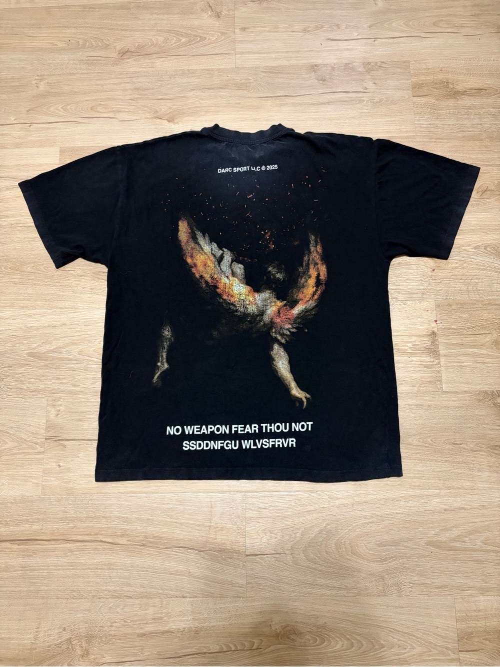 Darc Sport Black Graphic Tee with Orange and Yellow Wing Art
